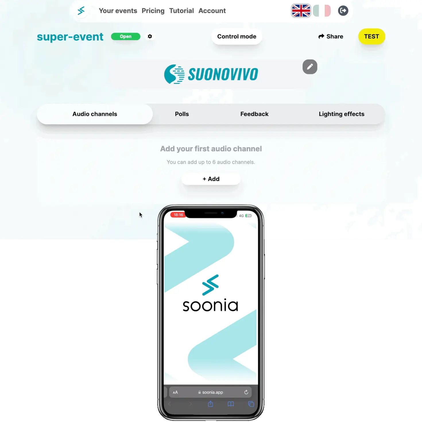 Soonia Create Audio Channel