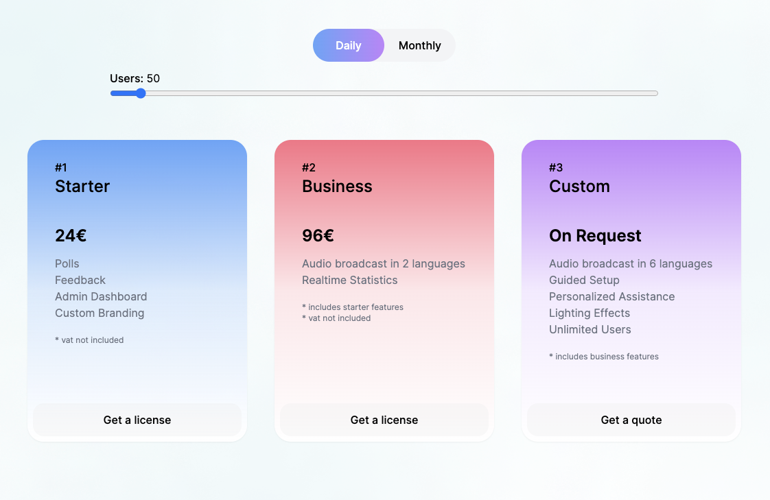 Soonia License Plans