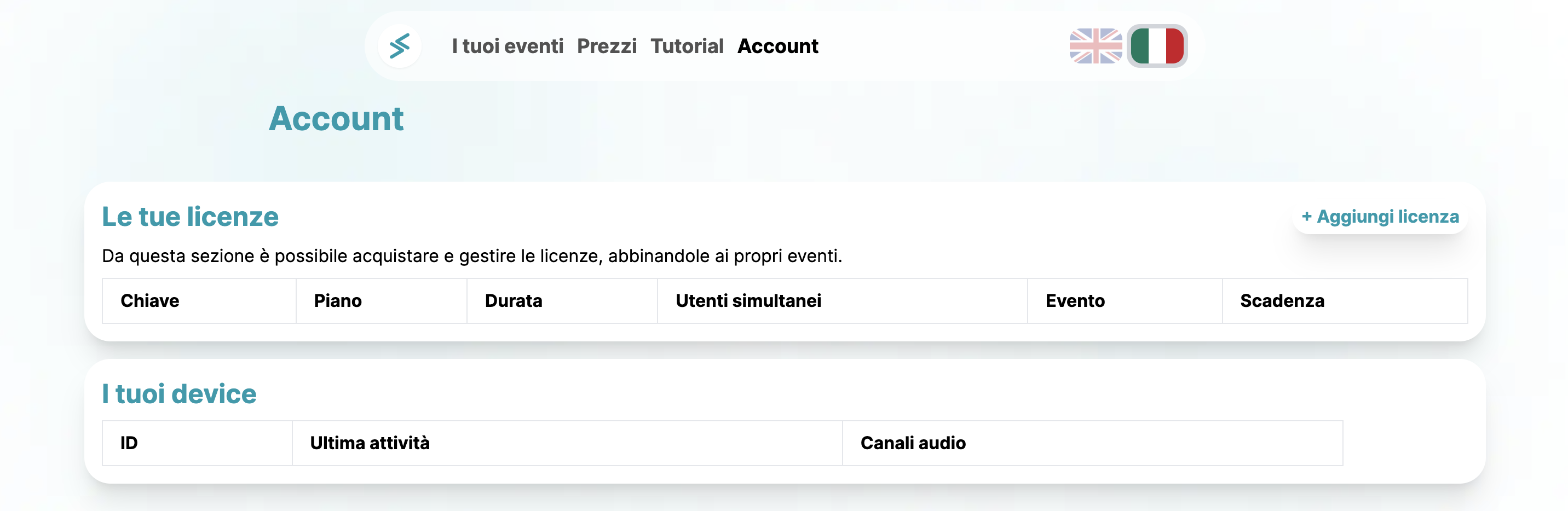 Soonia licenza vuota