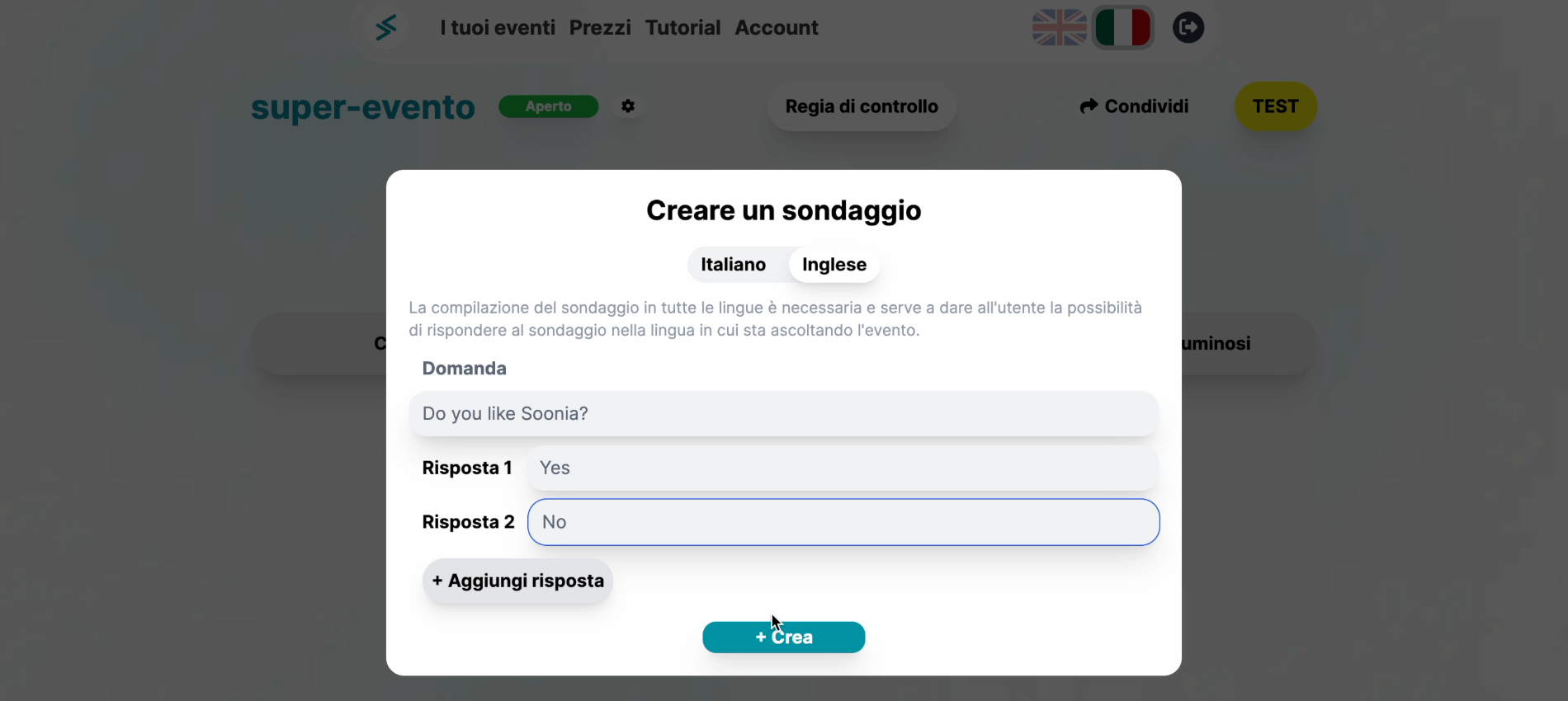 Soonia creazione sondaggi Soonia creazione sondaggi
